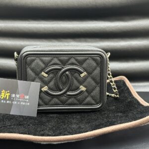 Chanl 香奈兒 A93343 黑色荔枝皮 14CM化妝包（已售出）