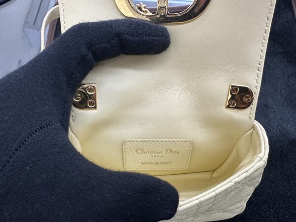 Dior Caro Microbag Cannage 小牛皮 淡黃色：圖片 4