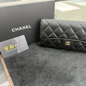 #Chanl AP0241 香奈兒 黑金荔枝皮夾