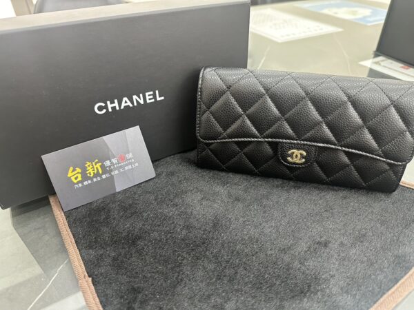 #Chanl AP0241 香奈兒 黑金荔枝皮夾
